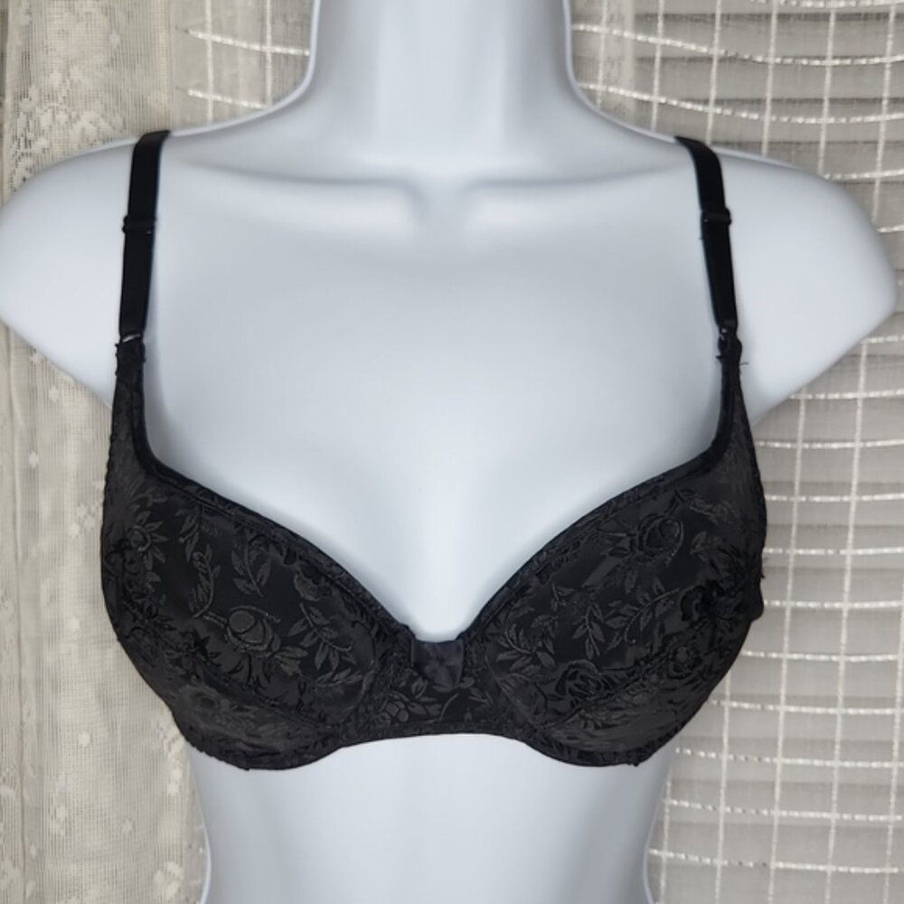 Vintage Y2K Victoria's Secret Padded Pushup Black Bra Sz34B